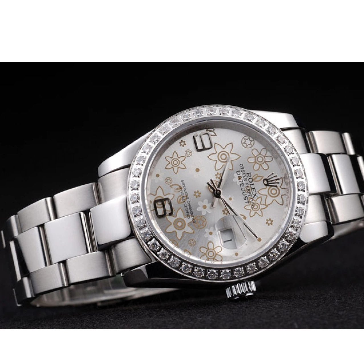 AAA Replica Watches Diamond Silver Rolex Steel Flowers 98081 Dial Datejust Stainless Polished Plated 0807